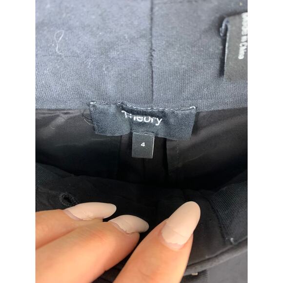 Theory Women's Treeca Wool Cropped Pant Slim Fit Straight Leg Black Size 4 - Picture 4 of 7